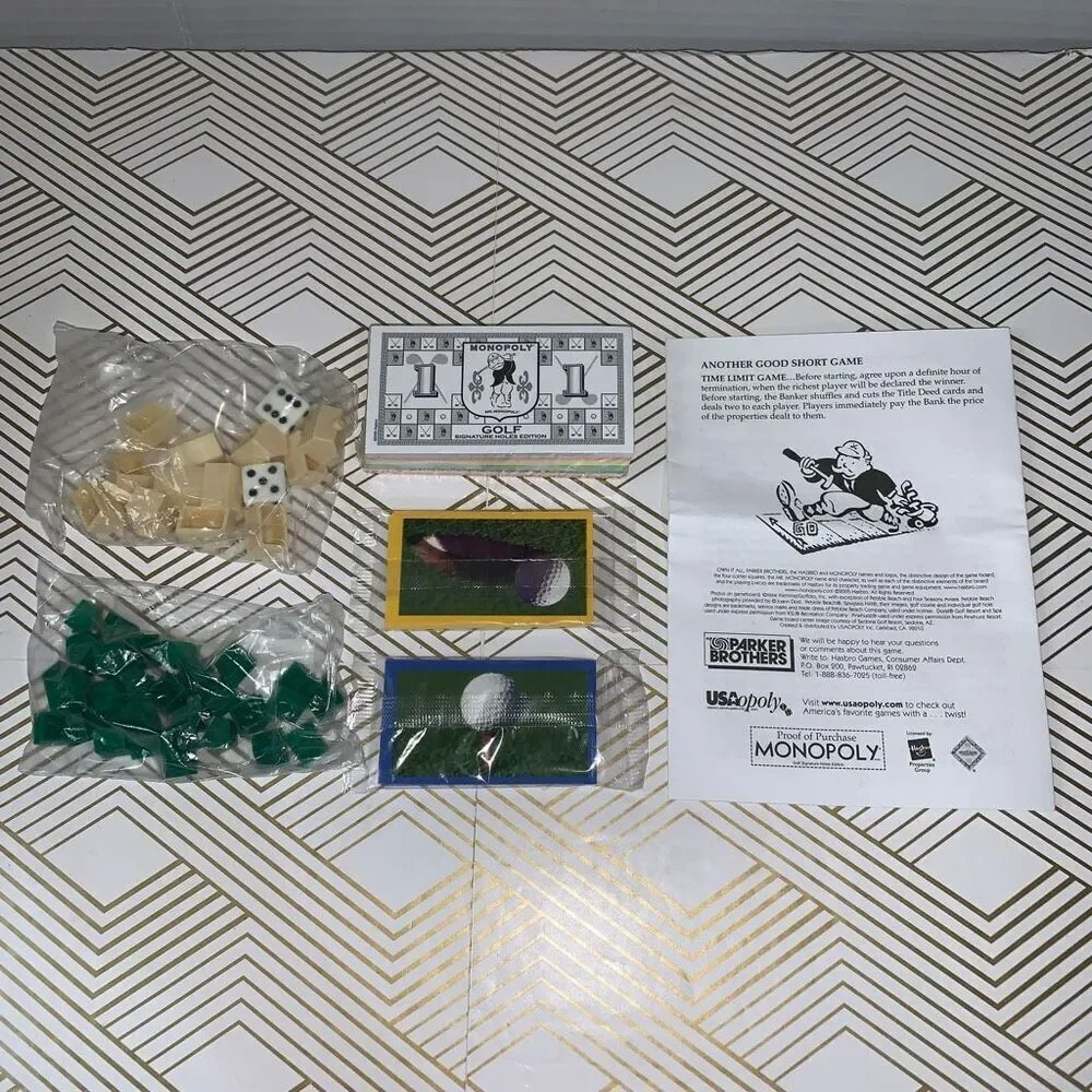 Golfopoly Replacement Pieces Green‎ Tan Houses Homes Dice Cards Instructions New
